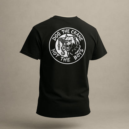 Mining Oil & Gas Crane, Black T-shirt, Rear Side